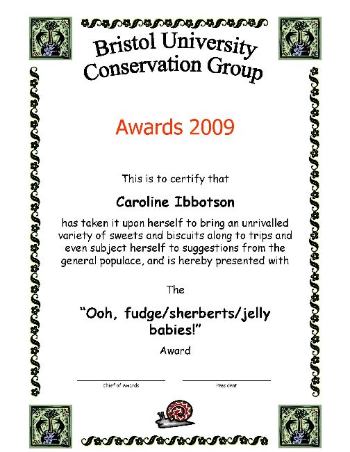 Award 
certificate