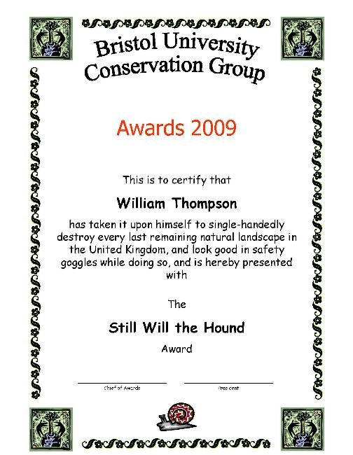 Award 
certificate