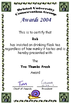 Award certificate