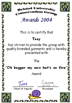 Award certificate