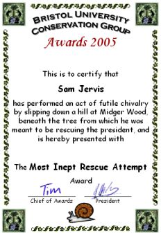 Award 
certificate