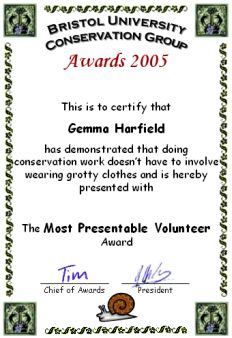 Award 
certificate