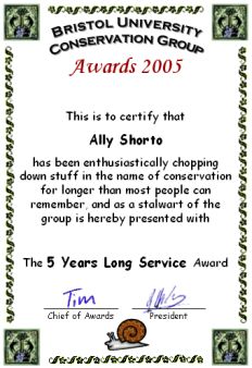 Award 
certificate