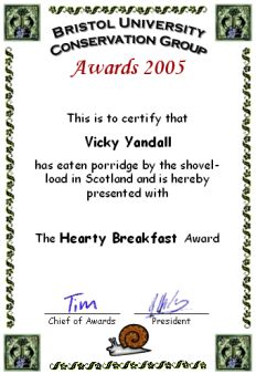 Award 
certificate