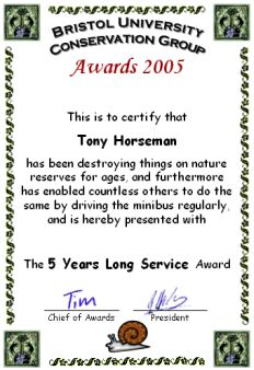 Award 
certificate