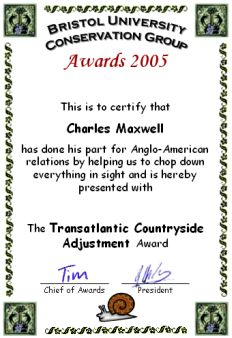 Award 
certificate