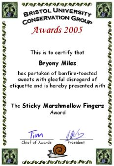 Award 
certificate