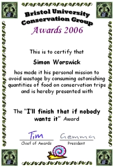 Award 
certificate