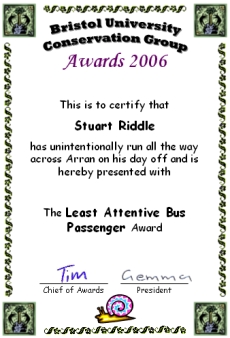 Award 
certificate