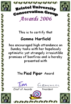 Award 
certificate