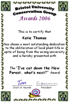 Award 
certificate