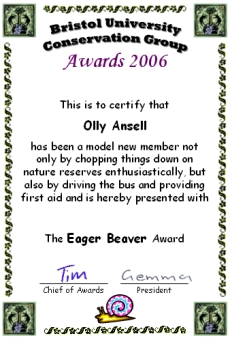 Award
certificate