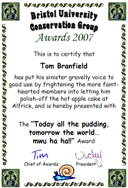 Award 
certificate