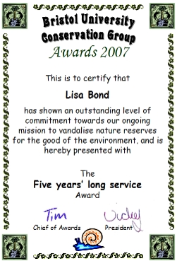 Award 
certificate