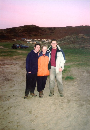 Steve, Debbie and Simon (l-r), shortly after sunset at Llangennith beach, Rhossili Bay