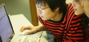 students looking at a computer screen