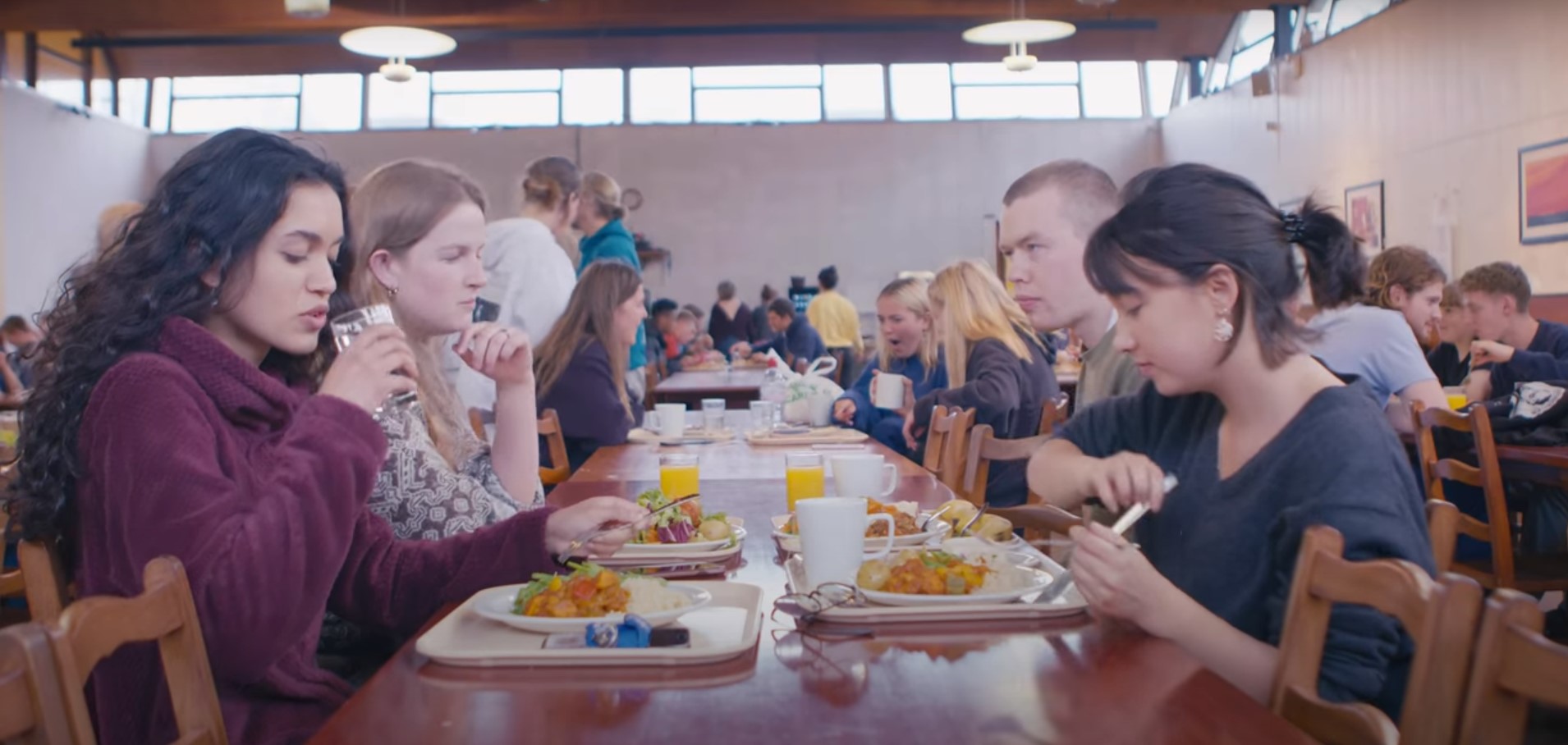Students eating in catered hall