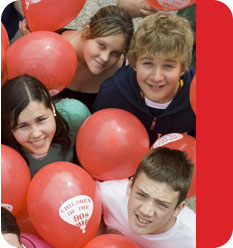 ALSPAC participants with red balloons