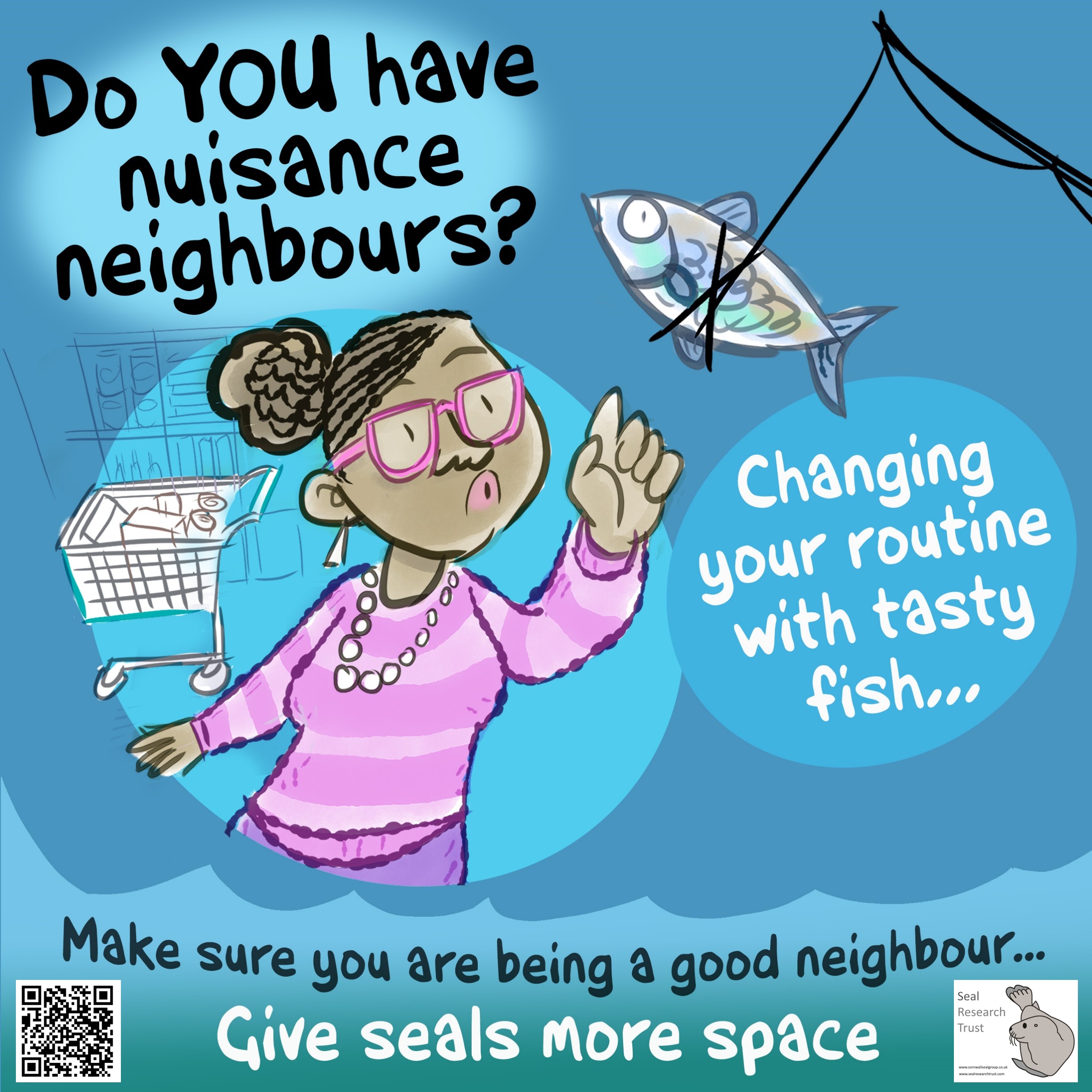 A social media graphic encouraging people to be better neighbours when it comes to feeding seals