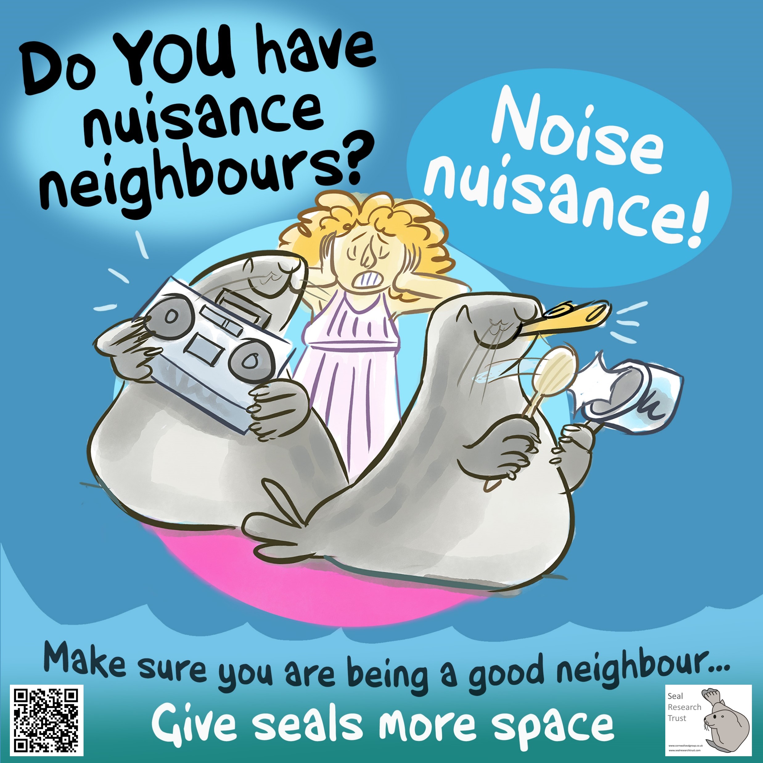A social media graphic encouraging people to be better neighbours when it comes to noise around seals