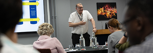 Wayne Holland speaking at the research group launch event