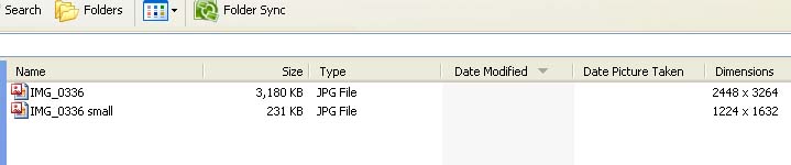 Display file size and dimensions