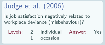 Judge et al., 2006 - Is job satisfaction negatively related to workplace deviance?  - see text for further details