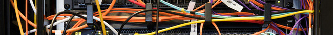 Close-up of coloured network cables