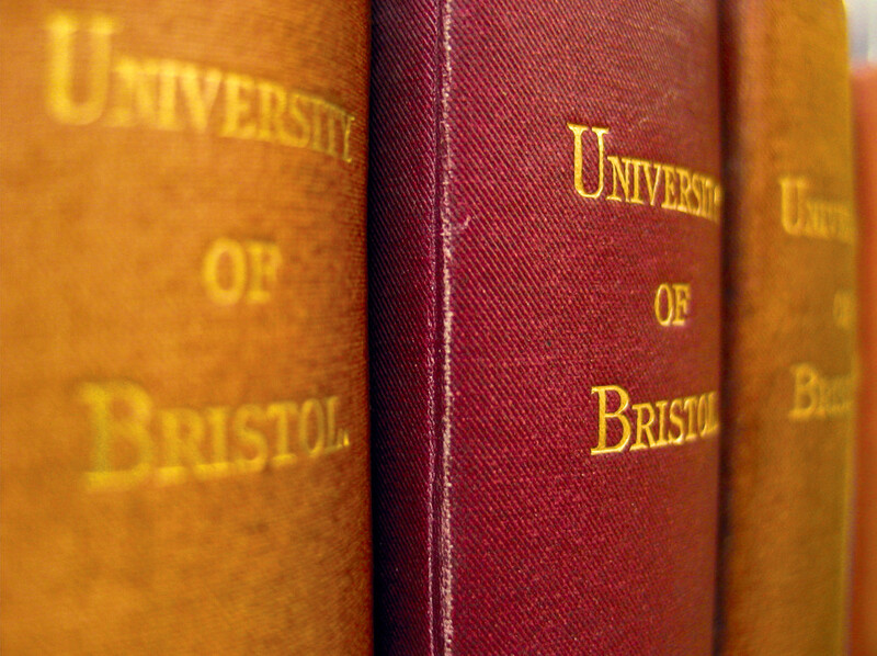 An image of University of Bristol book spines