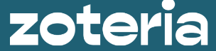 The Zoteria Logo on a Blue background with white text