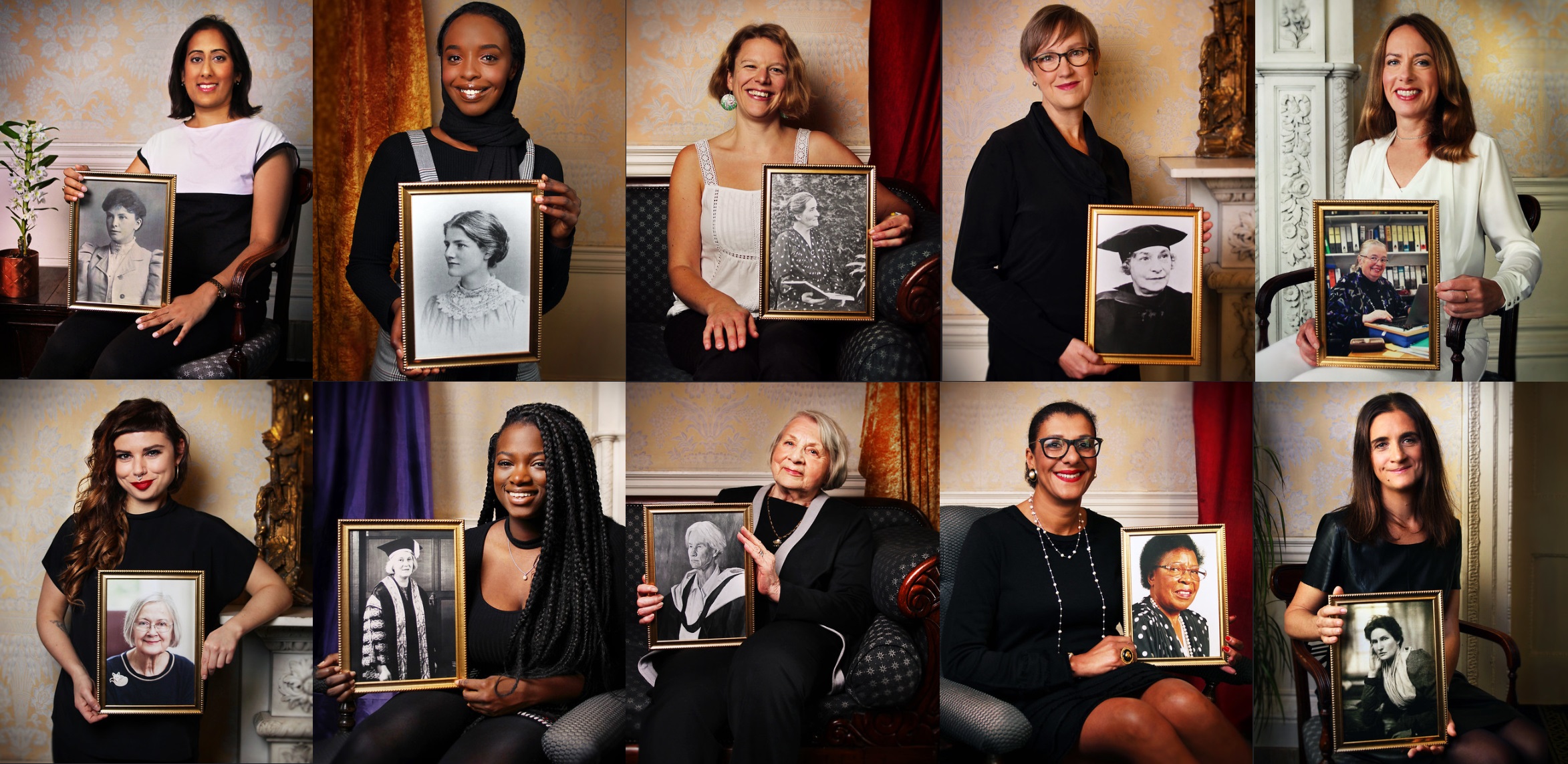 Collage of portraits in the Great Hall