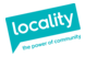 Locality logo, with the tagline 'the power of community'