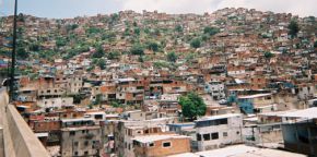 Panorama of a densely populated neighbourhood in Caracas, Venezuela.