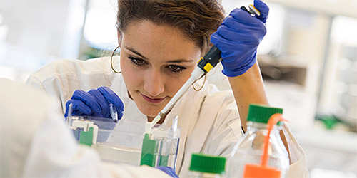 Student with test tubes