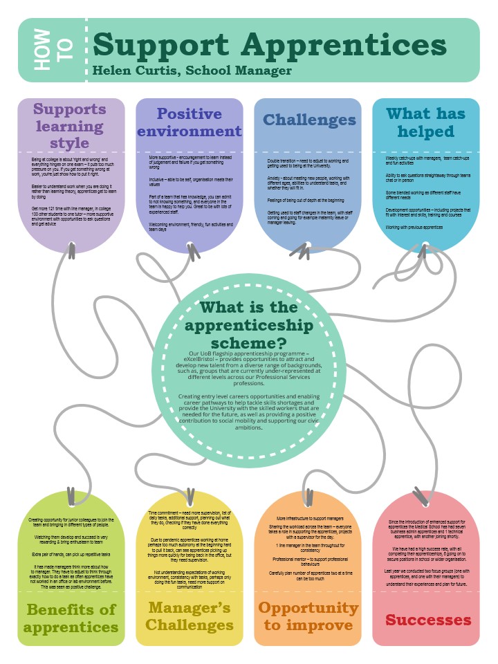 Poster about apprenticeship schemes and EDI within the Bristol Medical School