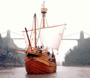 A replica of John Cabot's ship, the 'Matthew' sailing on the Avon