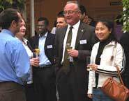 Professor Eric Thomas (centre) with staff and students at the scholarship reception