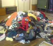 A pile of clothes collected by volunteers.