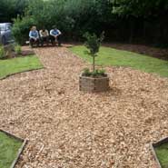 An image of the finished garden area.