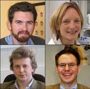Clockwise from top left: Dr Jeremy O'Brien, Dr Jemma Wadham, Dr Johannes Leitgeb, Dr Robert Mayhew
