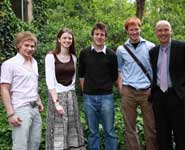From left to right: Alexey Likhoded, Eleanor Heath, Thomas Greenhill, Alexander Martin and Professor Nick Lieven (Dean of Engineering)