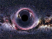Simulated view of a black hole in front of the Milky Way