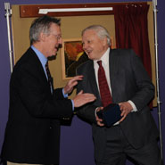 Sir David Attenborough with Dr Frank Taylor at the opening of the new Animal Welfare and Behaviour building.