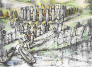 Artist's reconstruction of Bluestonehenge