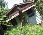 Landslip beneath a house in the Caribbean