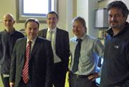 l-r: Dr Neil Fox; Ian Lucas MP; Professor Martin Kuball; Fred Hale; Professor Daniel Robert