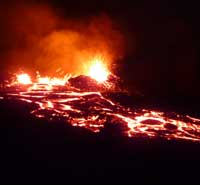 The eruption at night