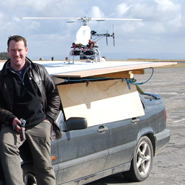 Dr Tom Richardson with the Unmanned Aerial Vehicle (UAV)