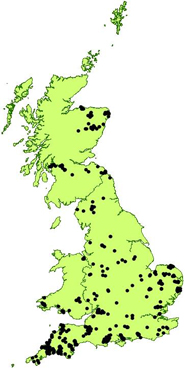 A map illustrating the prevalence of ticks attaching to dogs in Great Britain