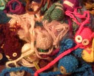 Some they made earlier: a pile of knitted neurons